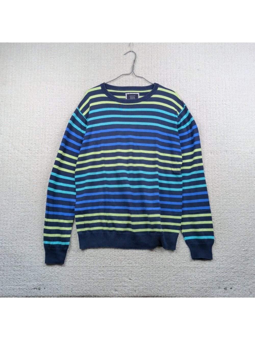 Gant Jumper Knit Sweater Multicoloured Neon Striped Men Sz L Preppy Academia